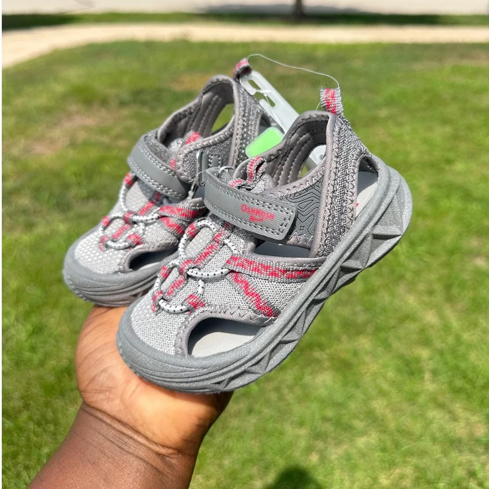OshKosh B'Gosh Abe Play Sandals Toddler‎ Size 7 Grey Red